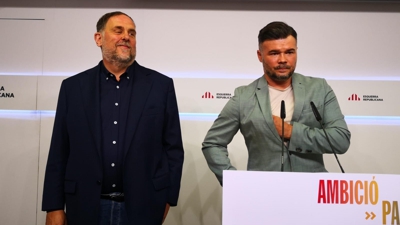 Oriol Junqueras e Gabriel Rufián en conferencia de prensa (Europa Press)