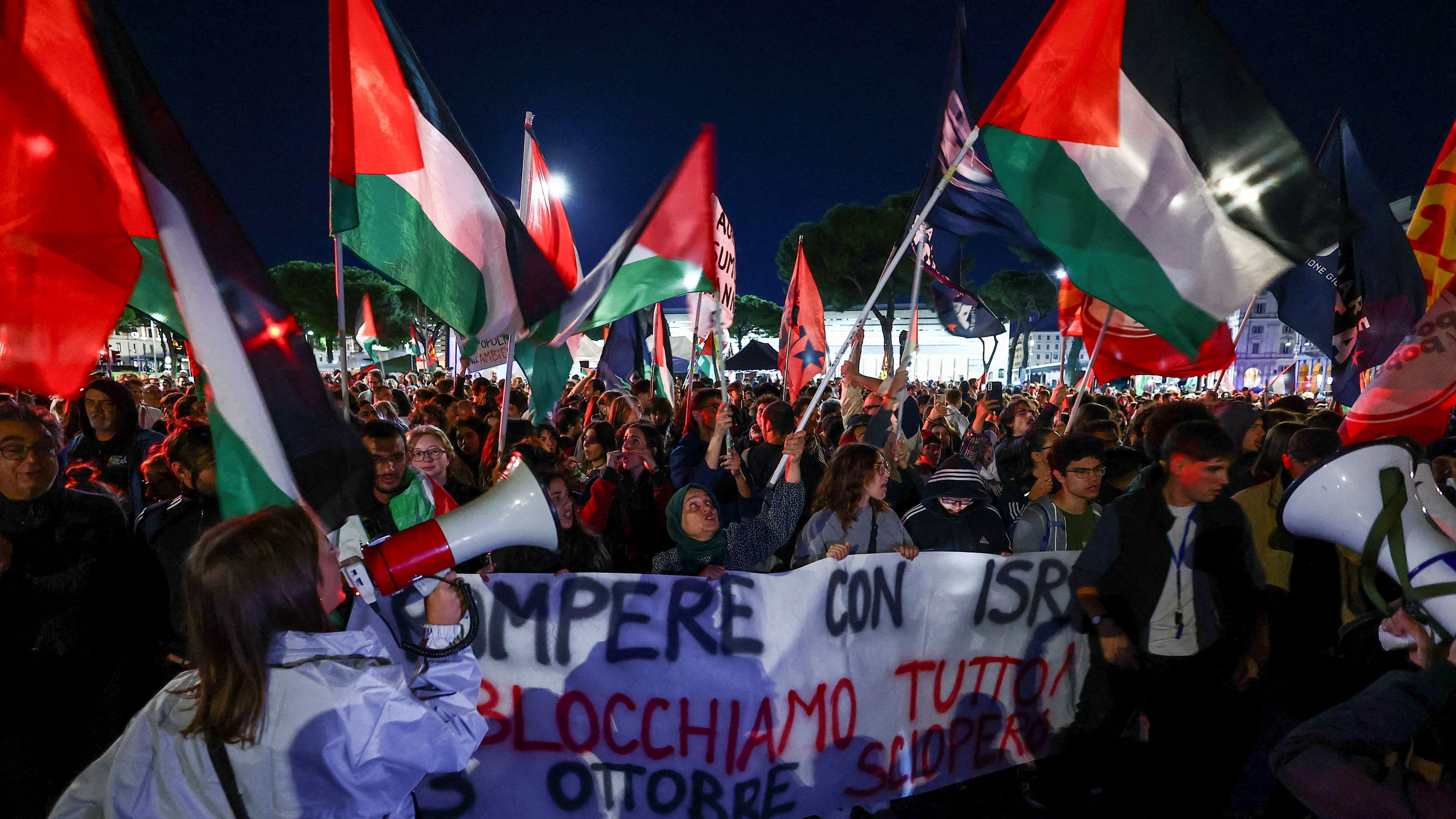 Manifestación de apoio á flotilla e a Gaza en Roma. REUTERS/Yara Nardi