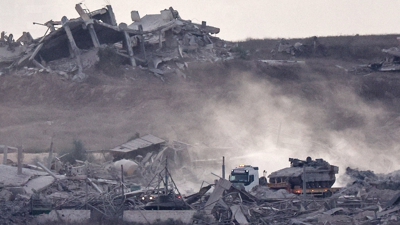 Edificios destruídos en Gaza dende a fronteira israelí. REUTERS/Amir Cohen