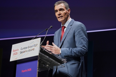 O presidente do Goberno durante a inauguración do cumio en Vitoria. EuropaPress.