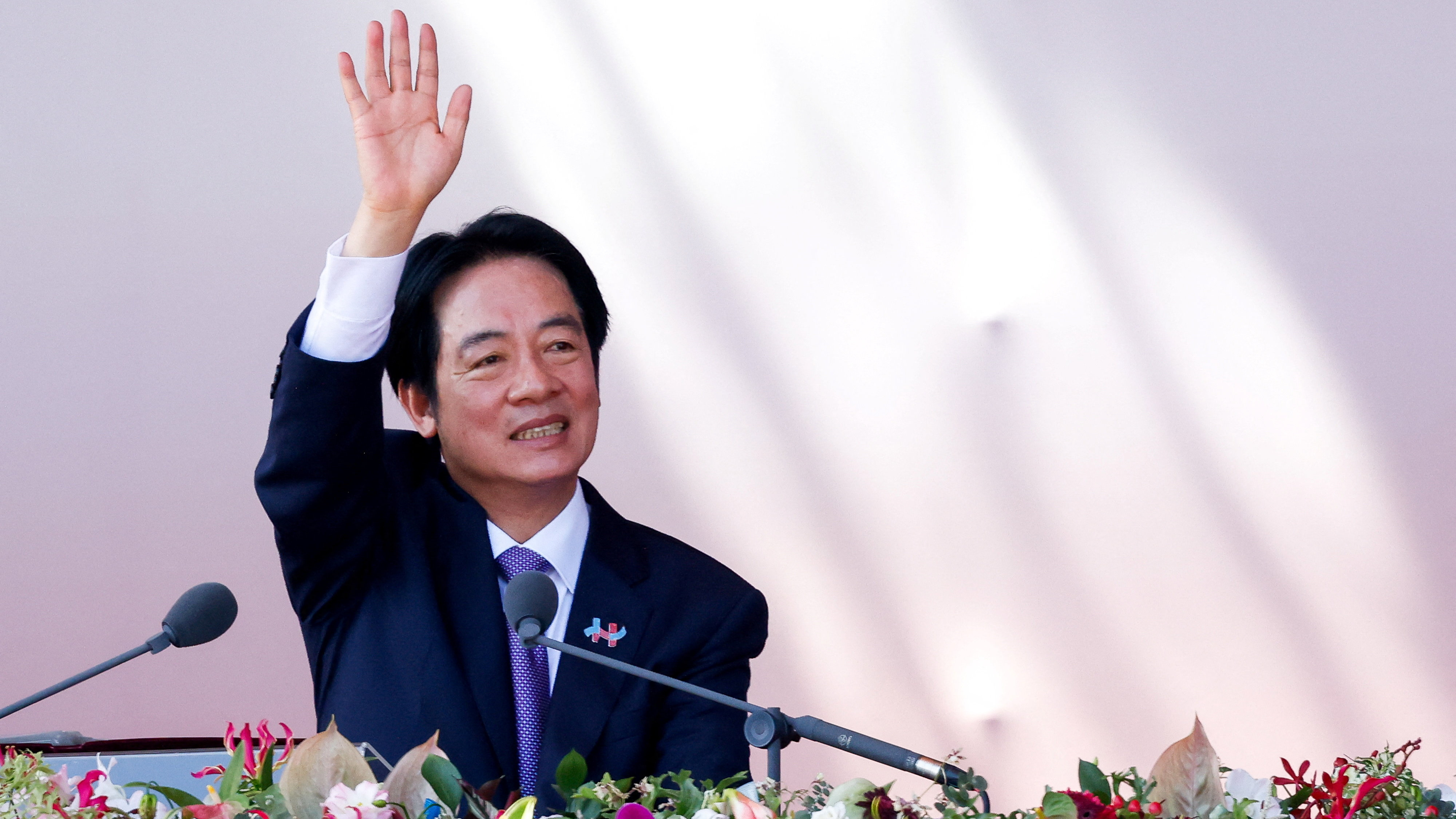 O presidente de Taiwán, Lai Ching-che, durante as celebracións do Día Nacional en Taipei, Taiwán (REUTERS/Ann Wang)
