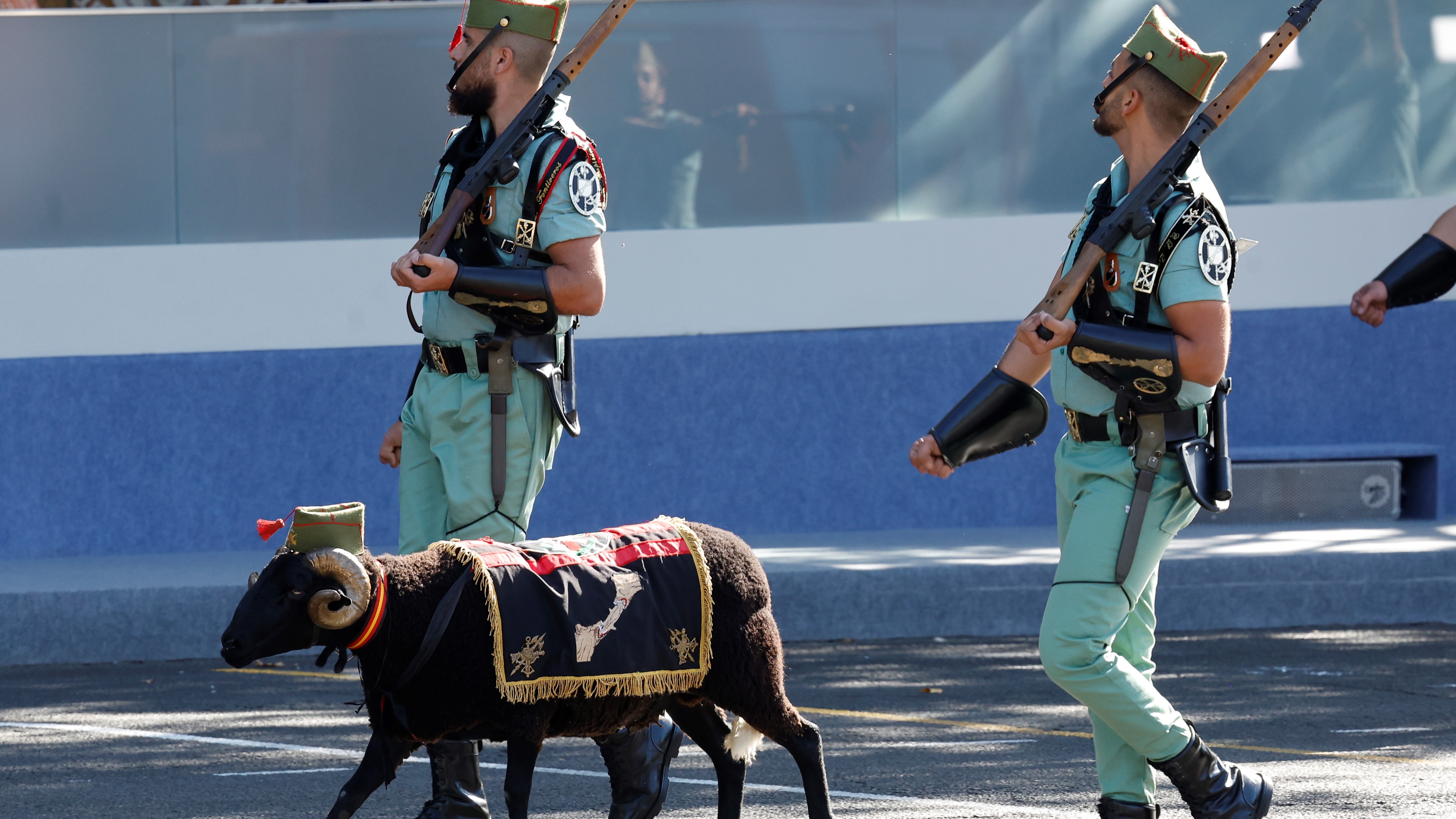 O cordeiro Baraka, mascota da Lexión. EFE/Chema Moya
