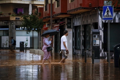 Rúas asolagadas en Eivissa. Foto: EFE/ T. Escobar