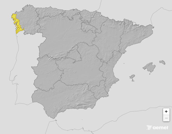Imaxe do mapa de alerta de AEMET para o domingo 19 de outubro