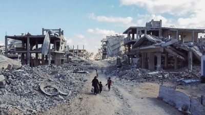 Imaxe dun barrio residencial destruído na cidade de Gaza. REUTERS/Dawoud Abu Alkas