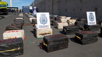 A droga incautada no porto de Arinaga (Gran Canaria). EFE/Quique Curbelo