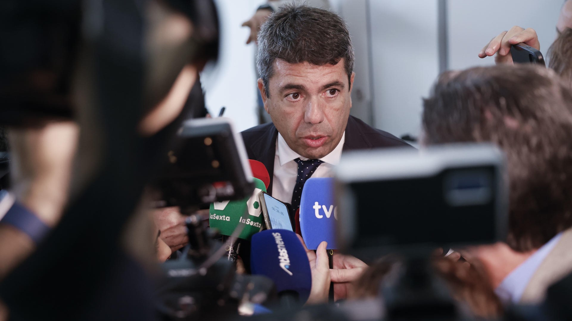 O presidente da Generalitat Valenciana, Carlos Mazón, este xoves (EFE/Ana Escobar)