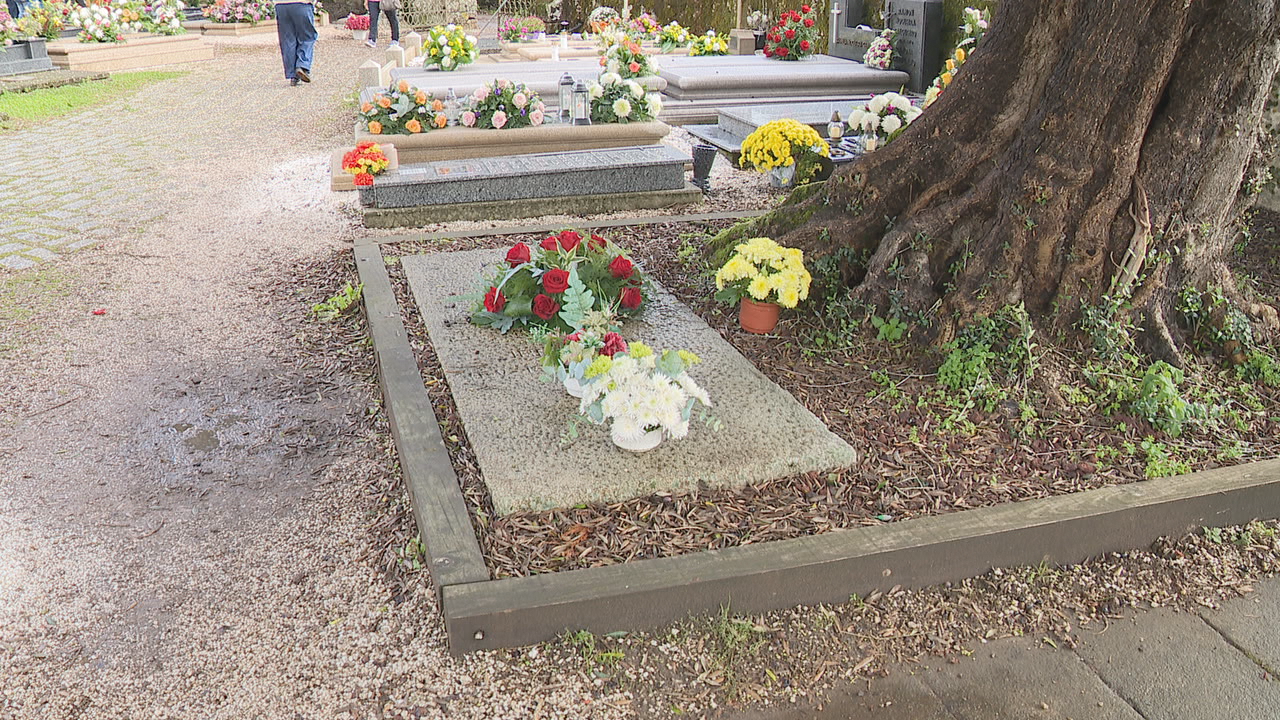 Tumba de Camilo José Cela no cemiterio de Adina, Iria Flavia, Padrón, este sábado