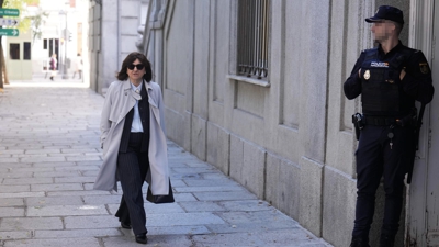 A fiscal superior de Madrid Almudena Lastra de Inés, á súa chegada ao Tribunal Supremo (TS) para a primeira xornada do xuízo que se segue no TS contra o fiscal xeral do Estado, Álvaro García Ortiz, por un delito de revelación de segredos. EFE/ Borja Sánchez-Trillo