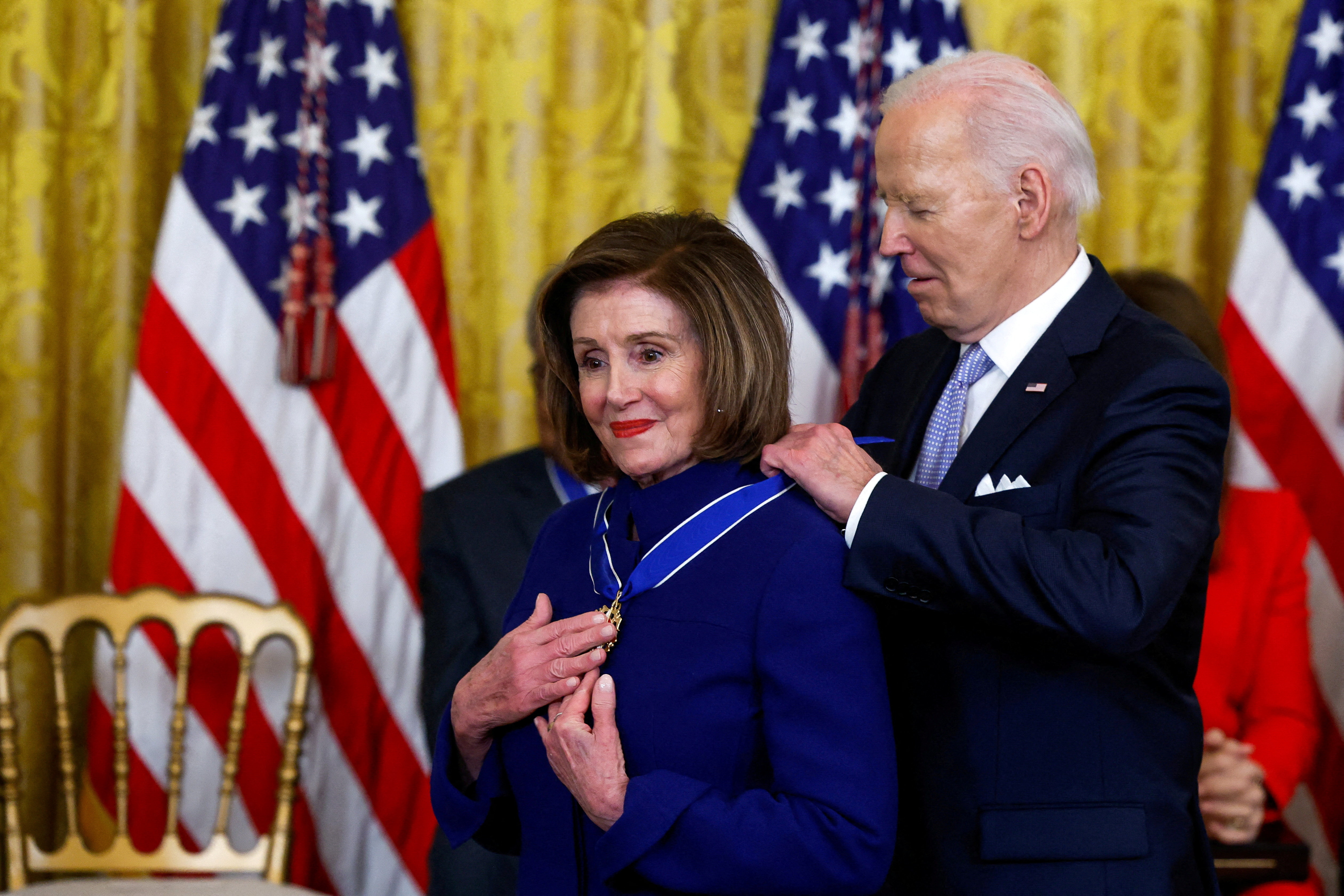 O expresidente Biden entregoulle a Pelosi a Medalla Presidencial da Liberdade en 2024. Reuters