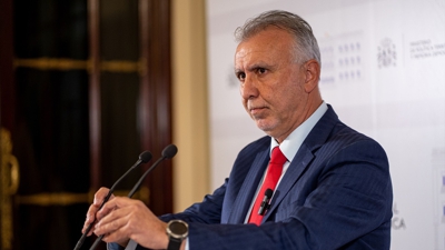 Ángel Víctor Torres comparecendo nunha conferencia de prensa extraordinaria para valorar o informe da UCO (EUROPA PRESS)