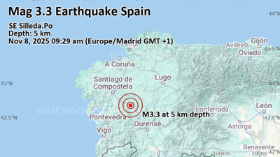 O tremor tivo o epidentro próximo a Silleda. Imaxe: www.volcanodiscovery.com