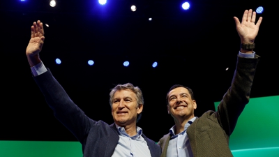 Feijóo e Moreno en Sevilla este domingo. EFE/Julio Muñoz