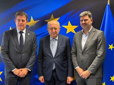 Xosé Ramón Gómez Besteiro, Andrius Kubilius e Nicolás González. Europa Press