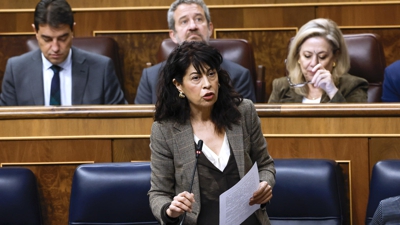 A ministra de Igualdade, Ana Redondo intervén durante a sesión de control ao Goberno este mércores no Congreso. EFE/ JJ. Guillén