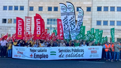 Protesta sindical o pasado outubro reclamando melloras salariais (Europa Press)