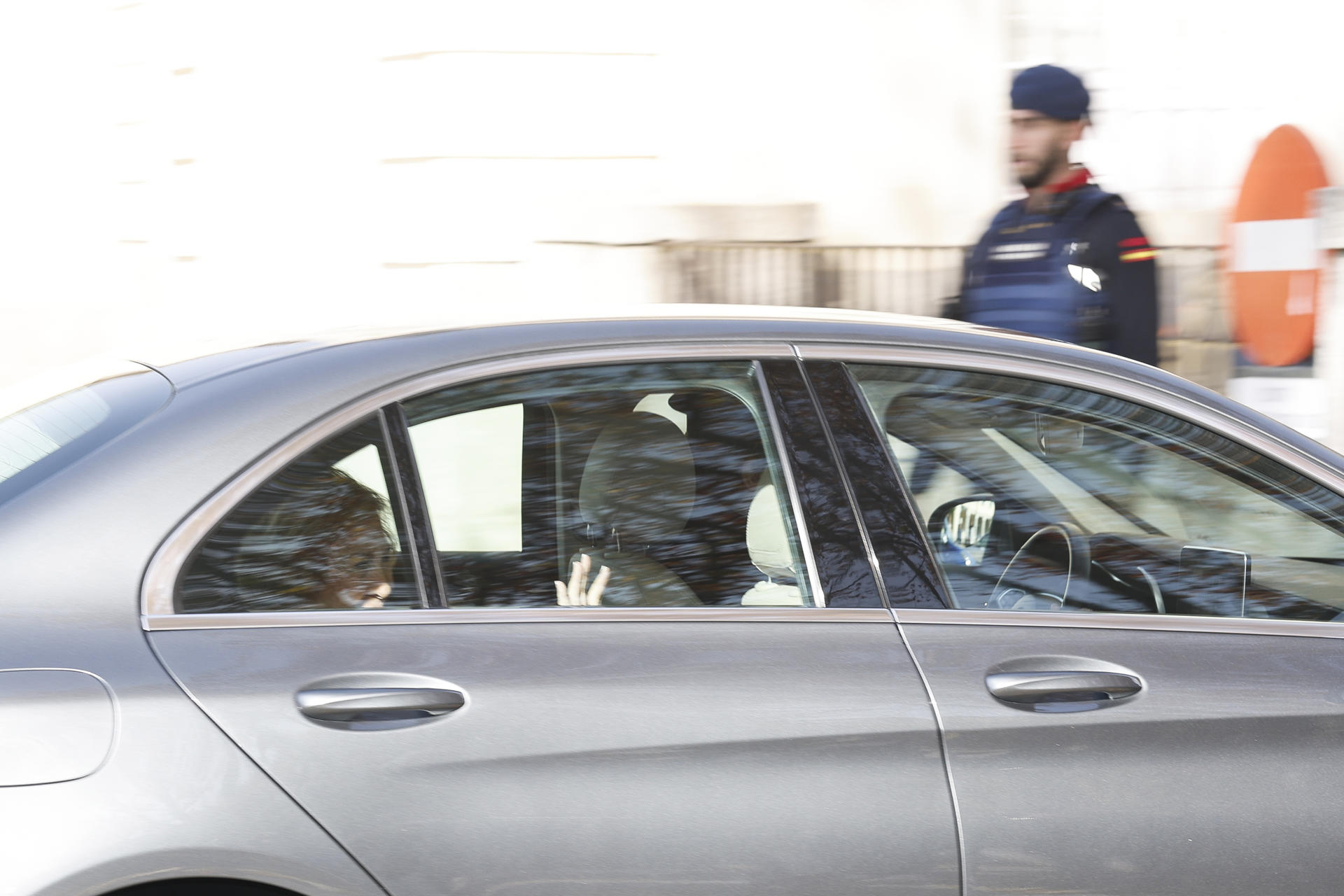 A raíña sofia chegando ao Pardo este sábado. Foto: EFE/Sergio Pérez