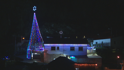 Imaxe da árbore de Nadal de 20 metros colocada