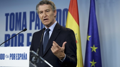 Núñez Feijóo, durante a comparecencia deste xoves ( EFE/ Kiko Huesca)