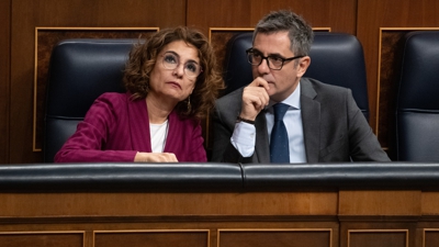A vicepresidenta primeira e ministra de Facenda, María Jesús Montero, e o ministro da Presidencia, Xustiza e Relacións coas Cortes, Félix Bolaños, este xoves no Congreso (Fernando Sánchez/Europa Press)