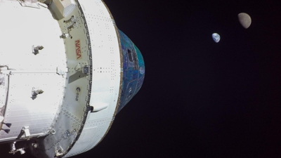 Imaxe da nave Orion durante o voo da misión do Artemis I o 28 de Novembro de 2022/NASA