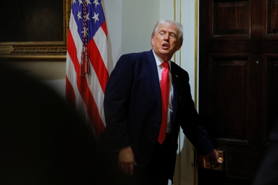 O presidente dos Estados Unidos tras a reunión co seu Gabinete na Casa Branca. Reuters