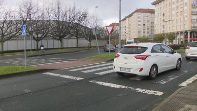 Lugar onde se produciu o accidente, paso peonil que dá acceso á sede da Axencia Tributaria