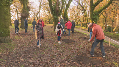 Luís Penido, o seu equipo e veciños de Compostela plantan 150 árbores autóctonas na Alameda