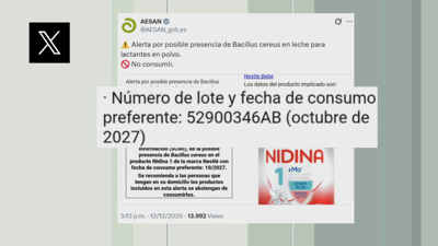 Imaxe da marca do leite e do lote afectado