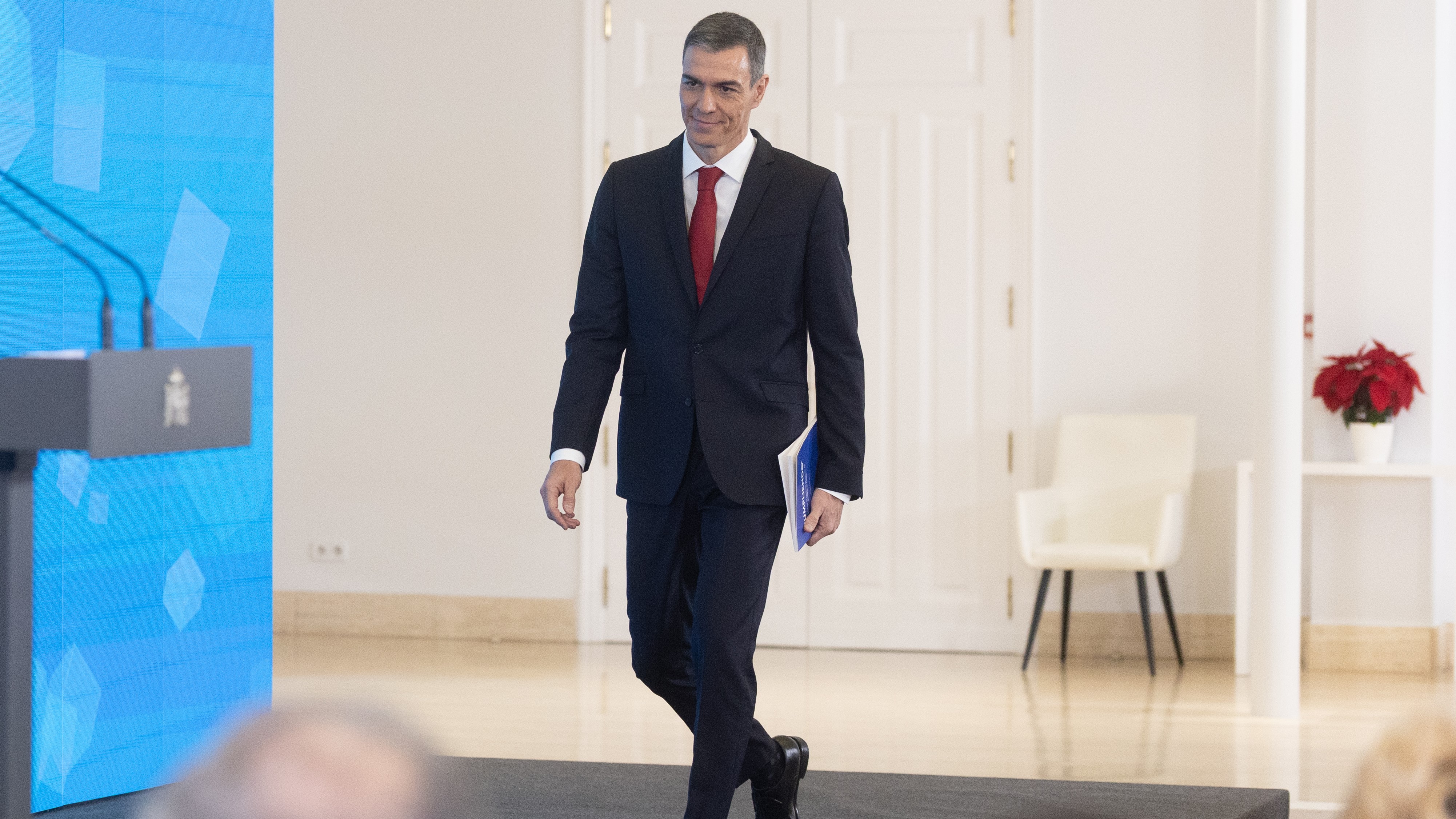 O presidente do Goberno, este luns na Moncloa (Europa Press)