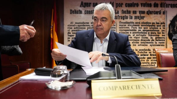 Santos Cerdán, este mércores no Senado (Borja Sánchez-Trillo\EFE)