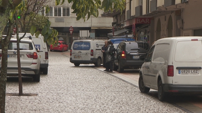 Os coches e non só os de carga e desacarga aparcan aos dous lados da rúa semipeonil.