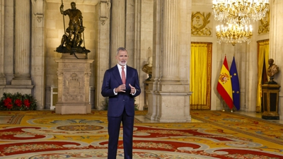 O rei Filipe VI, nun momento do discurso (EFE/Ballesteros)