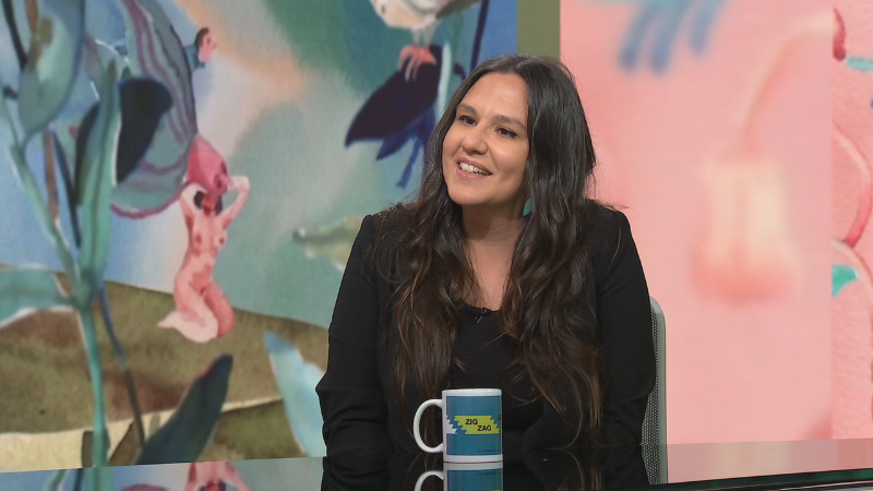 Faia Díaz no programa Zigzag de Televisión de Galicia