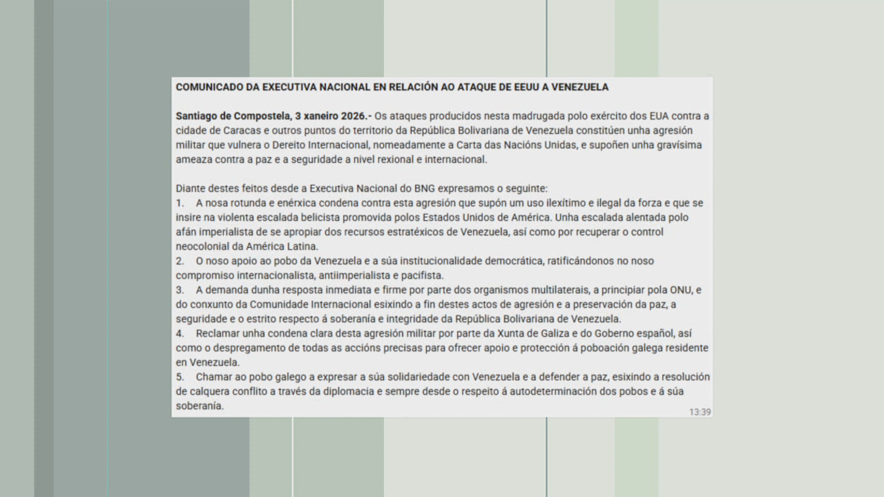 Imaxe do comunidado publicado polo BNG