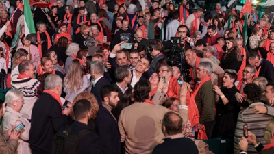 Sánchez nun mitin en Villanueva de la Serena (Badaxoz). EUROPA PRESS/Javier Cintas