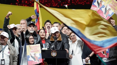 O presidente de Colombia, Gustavo Petro, nunha manifestación 