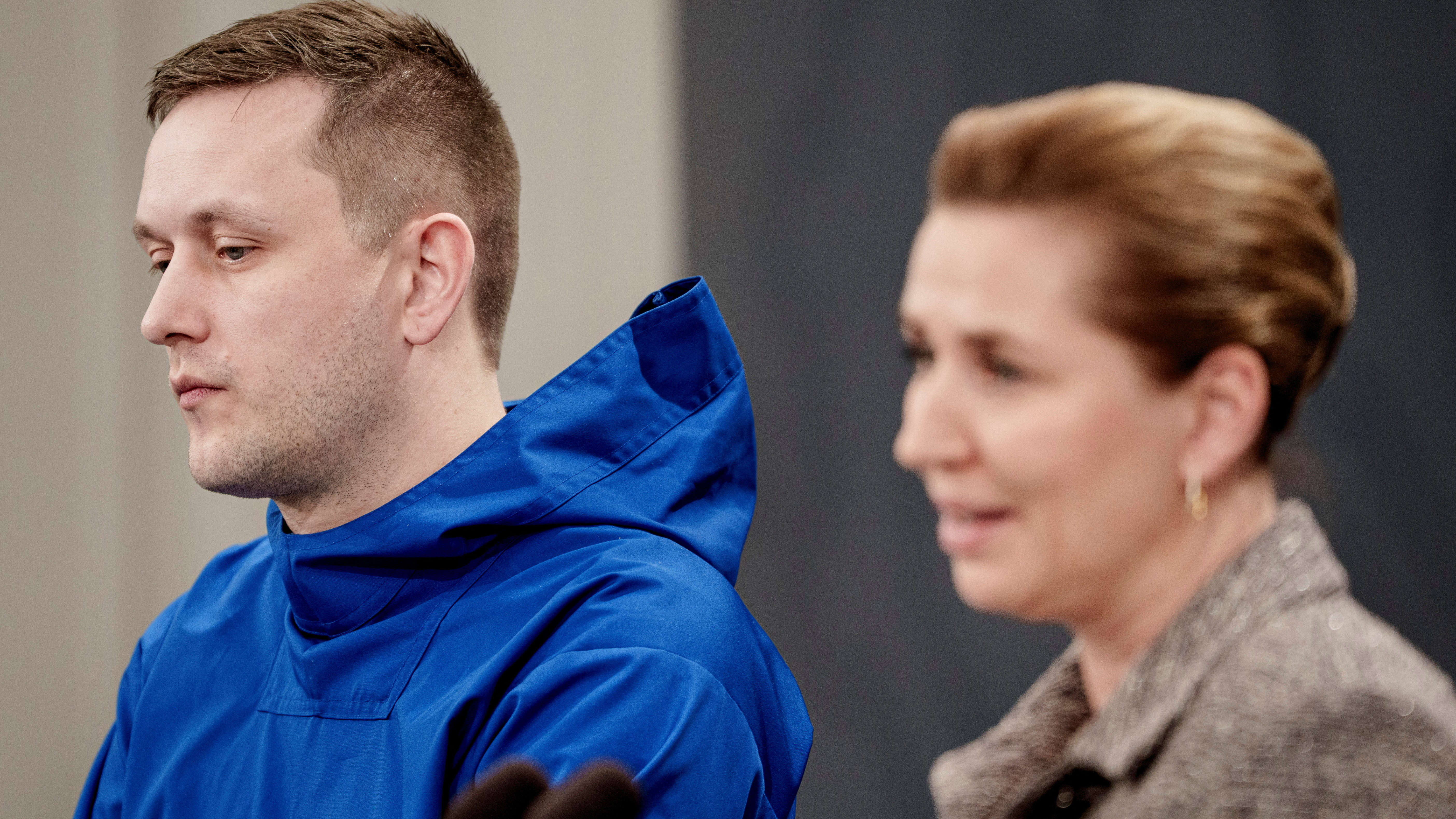 Presidente de Groenlandia, Jens-Frederik Nielsen, e primeira ministra danesa Mette Frederiksen. Liselotte Sabroe/Ritzau Scanpix/via REUTERS