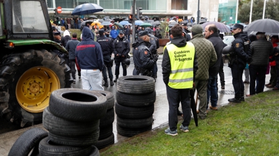 Protesta na rolda da Muralla de Lugo (EFE/Pedro Eliseo Agrelo Trigo)