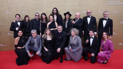 O equipo de Sirât esta noite na gala dos Premios do Cine Europeo en Berlín
