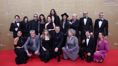 O equipo de Sirât esta noite na gala dos Premios do Cine Europeo en Berlín