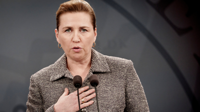 A primeira ministra danesa Mette Frederiksen, nunha conferencia de prensa tras reunirse co primeiro ministro de Groenlandia o pasado 13 de xaneiro (Liselotte Sabroe/Ritzau Scanpix/REUTERS)