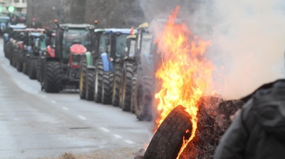 Manifestantes na muralla de Lugo antes da retirada, onte, mércores 21 de xaneiro