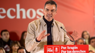 Pedro Sánchez nun acto do PSOE en Huesca. EFE/Javier Blasco