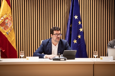 O secretario de Estado de Traballo na reunión deste luns. Europa Press