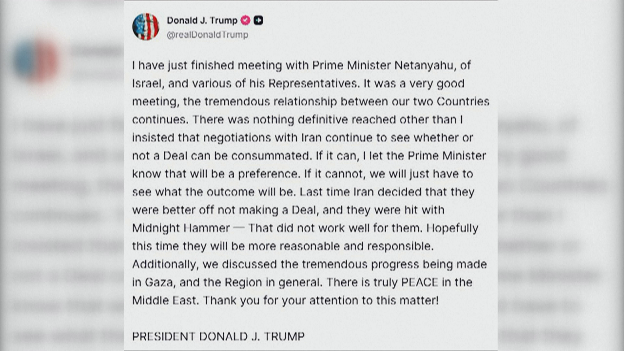 Trump valorou a reunión con Netanyahu a través da súa plataforma Truth Social