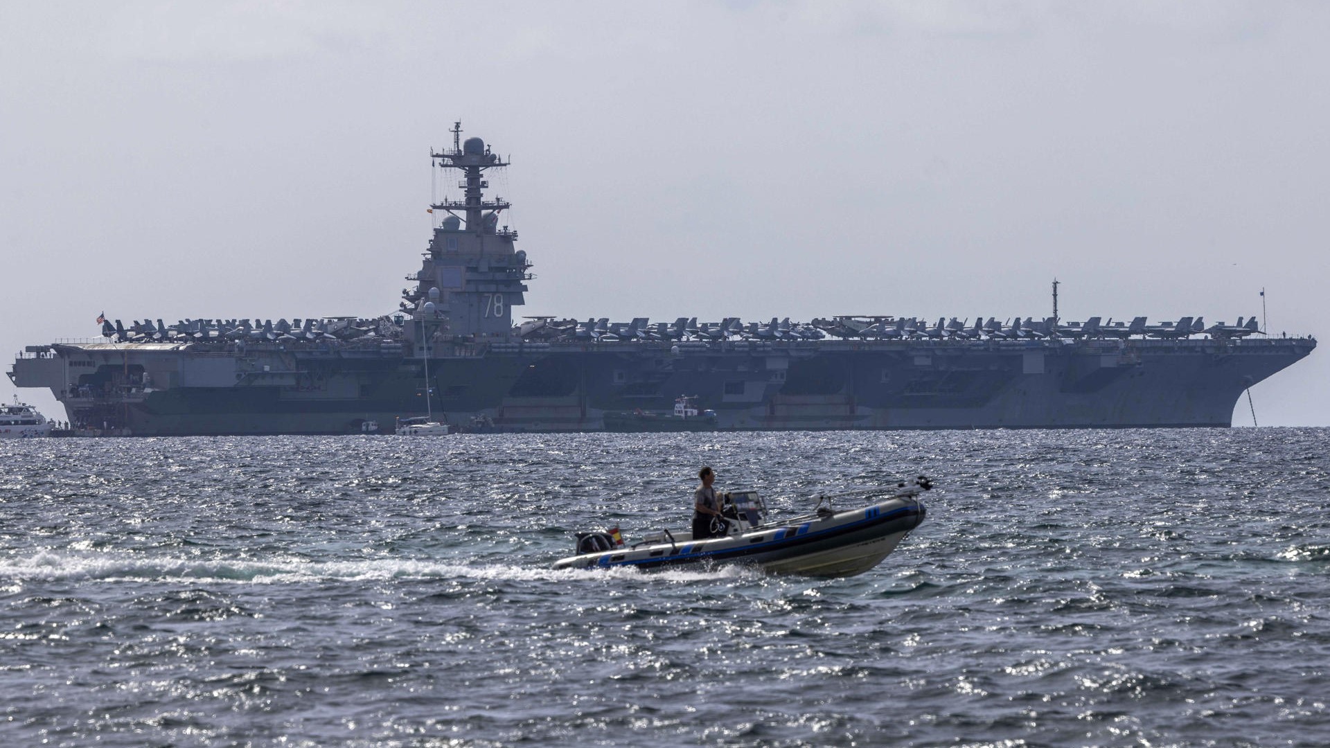 Imaxe de arquivo do portavións USS Gerald R. Ford en Palma ( EFE/Cati Cladera-Arquivo)