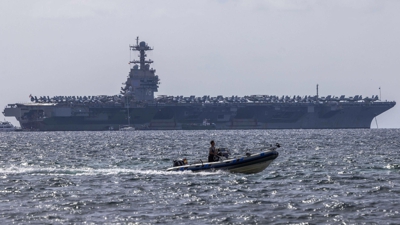 Imaxe de arquivo do portavións USS Gerald R. Ford en Palma ( EFE/Cati Cladera-Arquivo)