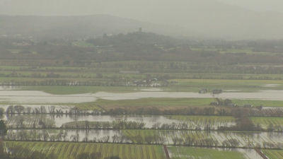 Imaxe das terras de cultivo da Limia inundadas polas intensas chuvias deste inverno.