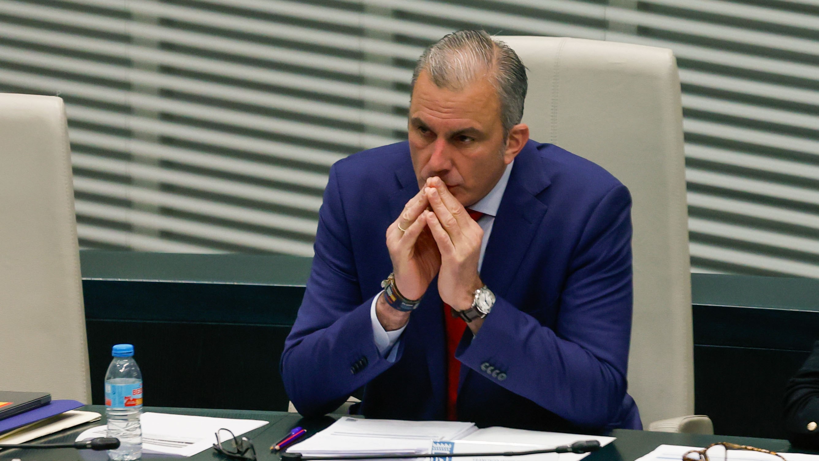 Javier Ortega Smith no pleno do Concello de Madrid este martes (EFE/JJ Guillén)